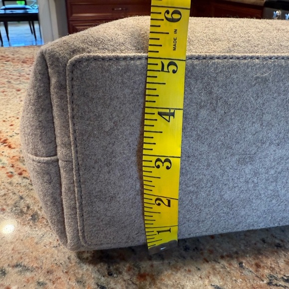 Tory Burch Dana Grayish Beige Wool/Leather Tote Bag Purse - Picture 15 of 16